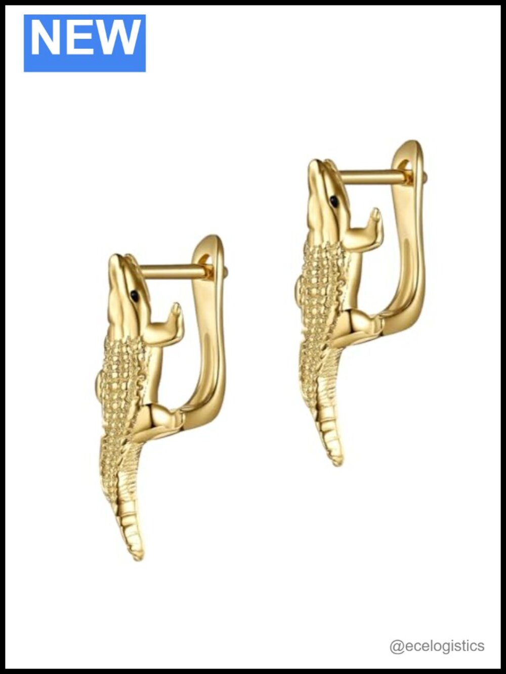 18K Gold Plated Crocodile Earrings 925 Sterling Silver Alligator Animal Bite